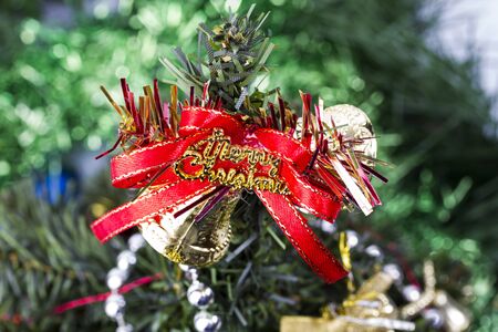 Merry Christmas with green backgroundsの写真素材