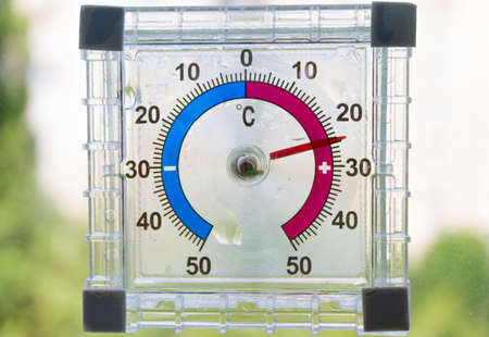 Plastic smiley thermometer glued to the glass