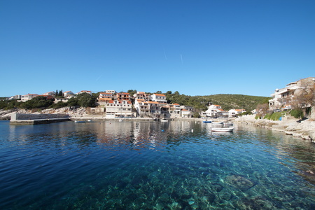 Zavalatica bay near the Cara, Korcula islandのeditorial素材