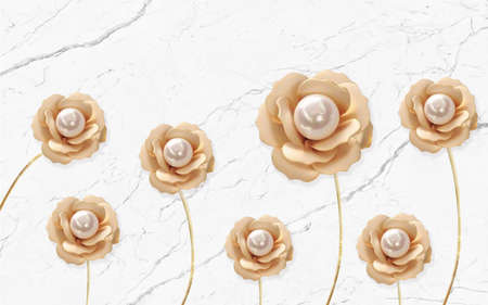 3D wallpaper design with florals for photomural backgroundの写真素材
