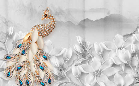3D Silk Background And jewelry Background wallpaperの写真素材