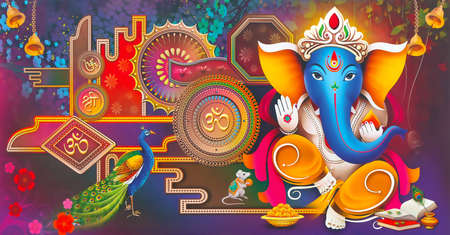 Hindu Lord Ganesha texture wallpaper  backgroundの写真素材