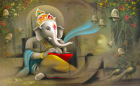 Hindu Lord Ganesha texture wallpaper  backgroundの写真素材