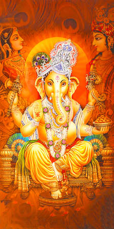 Hindu Lord Ganesha texture wallpaper  backgroundの写真素材