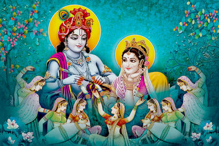 Hindu Lord Radha kishana texture wallpaper backgroundの写真素材