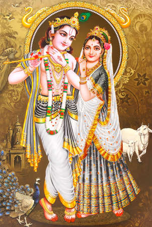 Hindu Lord Radha kishana texture wallpaper backgroundの写真素材