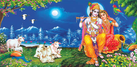 Hindu Lord Radha kishana texture wallpaper backgroundの写真素材