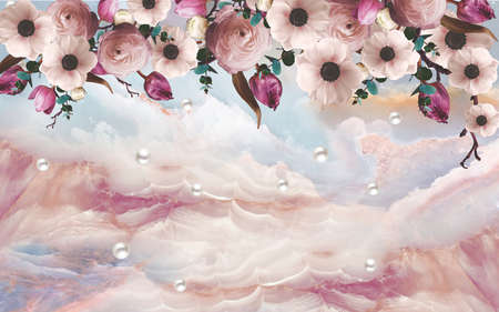 3D High Decoration Background Wallpaperの写真素材