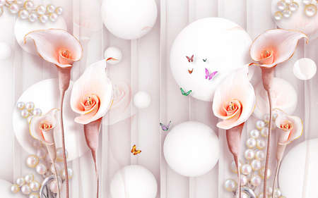 3D High Decoration Background Wallpaperの写真素材