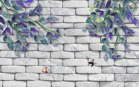 3D wallpaper design with florals for photomural backgroundの写真素材