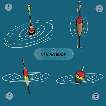 Ilustration Vector Graphic off Fishing buoys, buoy on water good for equipment fishing product and fishing tackle.のイラスト素材