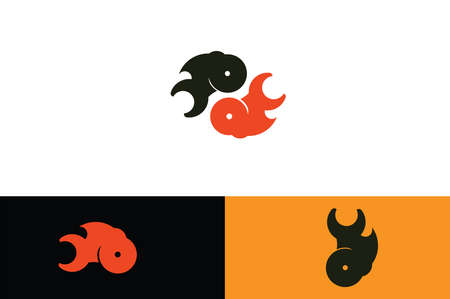 Letter Y, Koi Yin-Yang symbolic, Workshop lockのイラスト素材