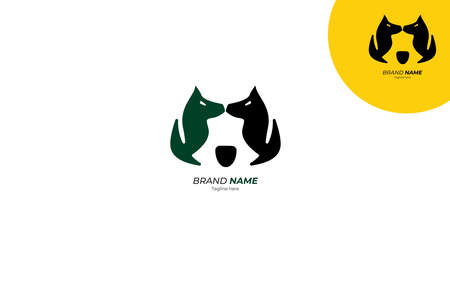 angry bear face with two twin dogs facing each other, this is simple and easy to remember, perfect for digital product brands, food or service brand.のイラスト素材