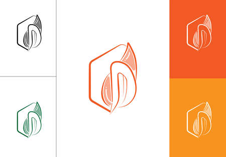 Letter D, Letter D Leaf unique logo with any preview perfect for healthy, nature, cake brand, etcのイラスト素材