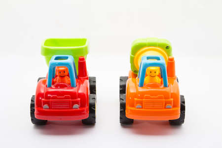 2 construction truck on isolated whiteの写真素材