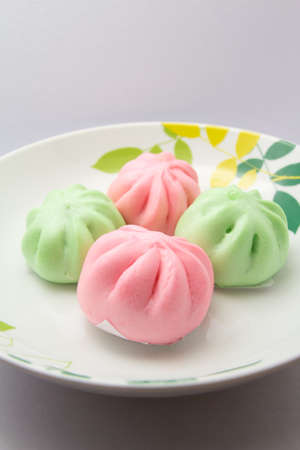 Kuih Pau or Chinese steamed bun on a plateの写真素材