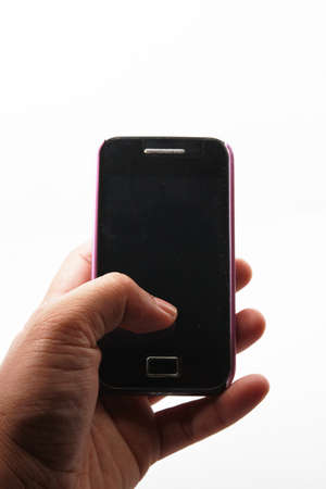 Holding a android phoneの写真素材