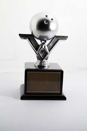 Bowling trophy on isolated whiteの写真素材