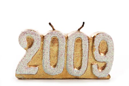 2009 candle on white backgroundの写真素材