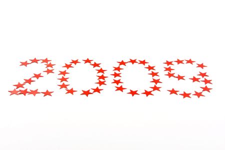 2009 stars on white backgroundの写真素材