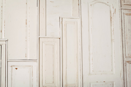 Wooden white wall background textureの写真素材