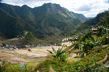 beautiful mountains with rice plantations in the mountains of the Philippine Islandsの写真素材