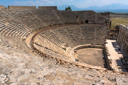 Amphitheater in ancient Hierapolis, Pamukkale, Turkey.の写真素材
