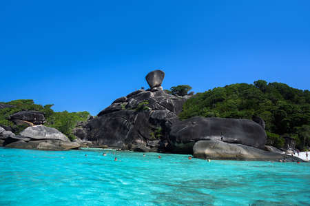 transparent clear water on the island, the Similan Islands in Thailand in the Indian oceanの写真素材