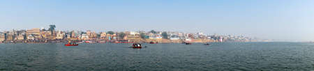 panorama of the waterfront city of Varanasi taken in Indiaの写真素材