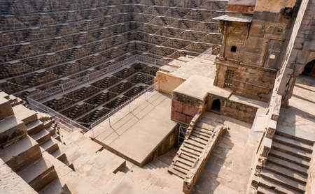 CHAND BAORI, INDIA - JANUARY 2017: Chand Baori Stepwell in village of Abhaneri on January 2017 in...