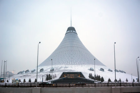 Khan Shatyr - the original shopping centre, a landmark with an unusual Asian architecture. 1 February 2017 Astana Kazakhstan.のeditorial素材