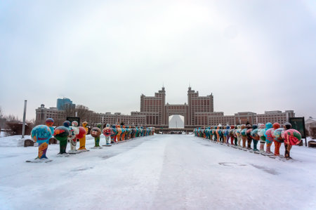 ASTANA, KAZAKHSTAN - 1 February 2017: Art installation in the form of sculptures symbolizing the a countries of the worldのeditorial素材