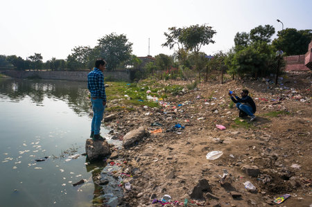 India is one of the most polluted countries. Jaipur India.のeditorial素材