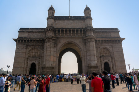 MUMBAI, INDIA - AUGUST 27, 2017 : Scenery of Gateway of India in Mumbai, Indiaのeditorial素材