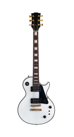 White electric guitar the classic shape on an isolated white background..の写真素材