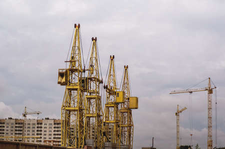 Construction Site on the background of sky with cloudsの写真素材