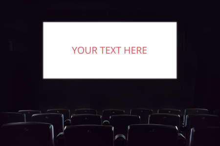 Empty screen. Empty cinema screen at the movie theatre isolated copyspace entertainment movies films audience leisure activity presentation hall auditorium advertising conceptの写真素材