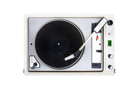 The old Soviet vinyl player on white isolated background. turntableの写真素材
