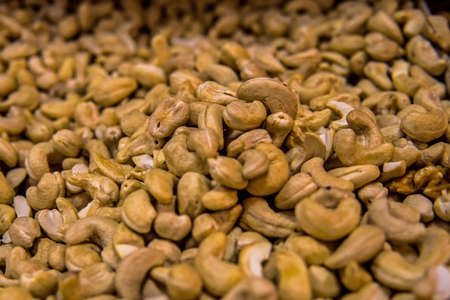 Cashew nuts background. selective focus on the individual nuts.の写真素材