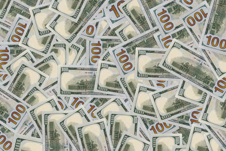 Background of 100 dollar bills. money texture. Several thousand American dollars.の写真素材