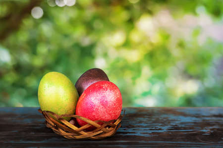 Basket of easter eggsの写真素材