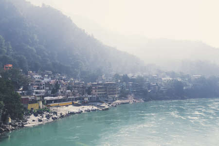 Holy Ganges river that flows through Rishikesh the world capital of Yoga - the holy city for the...