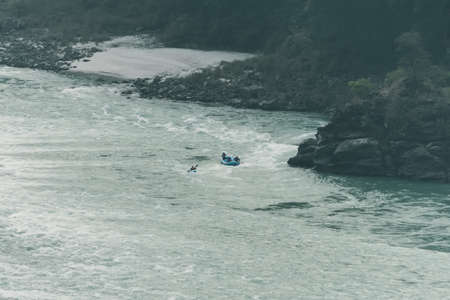 Rafting on the river Ganges in India near Laxman Jhula