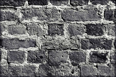 BLACK BRICK WALL TEXTURE. Brick wall black and white.の写真素材