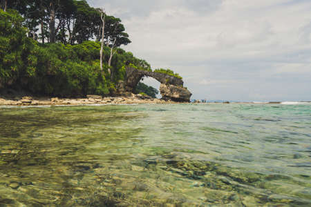 Neil island at Andaman and Nicobar archipelago, natural stone bridge on the sea coast, India