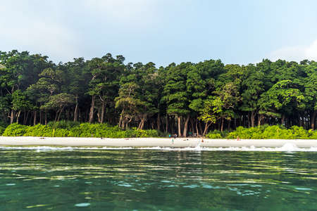 Stunning view of Radhanagar Beach on Havelock Island. Havelock Island is a beautiful small island belonging to the Indian Andaman Nicobar Islands. Paradise island in Southeast Asia.の写真素材