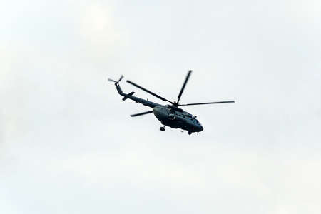 Flying helicopters in the sky. helicopter on white background