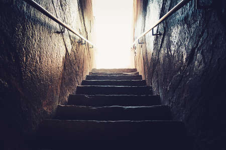 steps in the minaret Jama Masjid mosque in New Delhi, India. light at the end of the tunnel. Hope conceptの写真素材