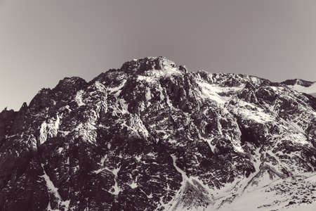 Winter Nature snowy mountains landscape outdoor background. Toned.の写真素材