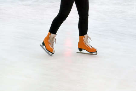 Closeup of legs in skating shoes. Blank copy space.の写真素材